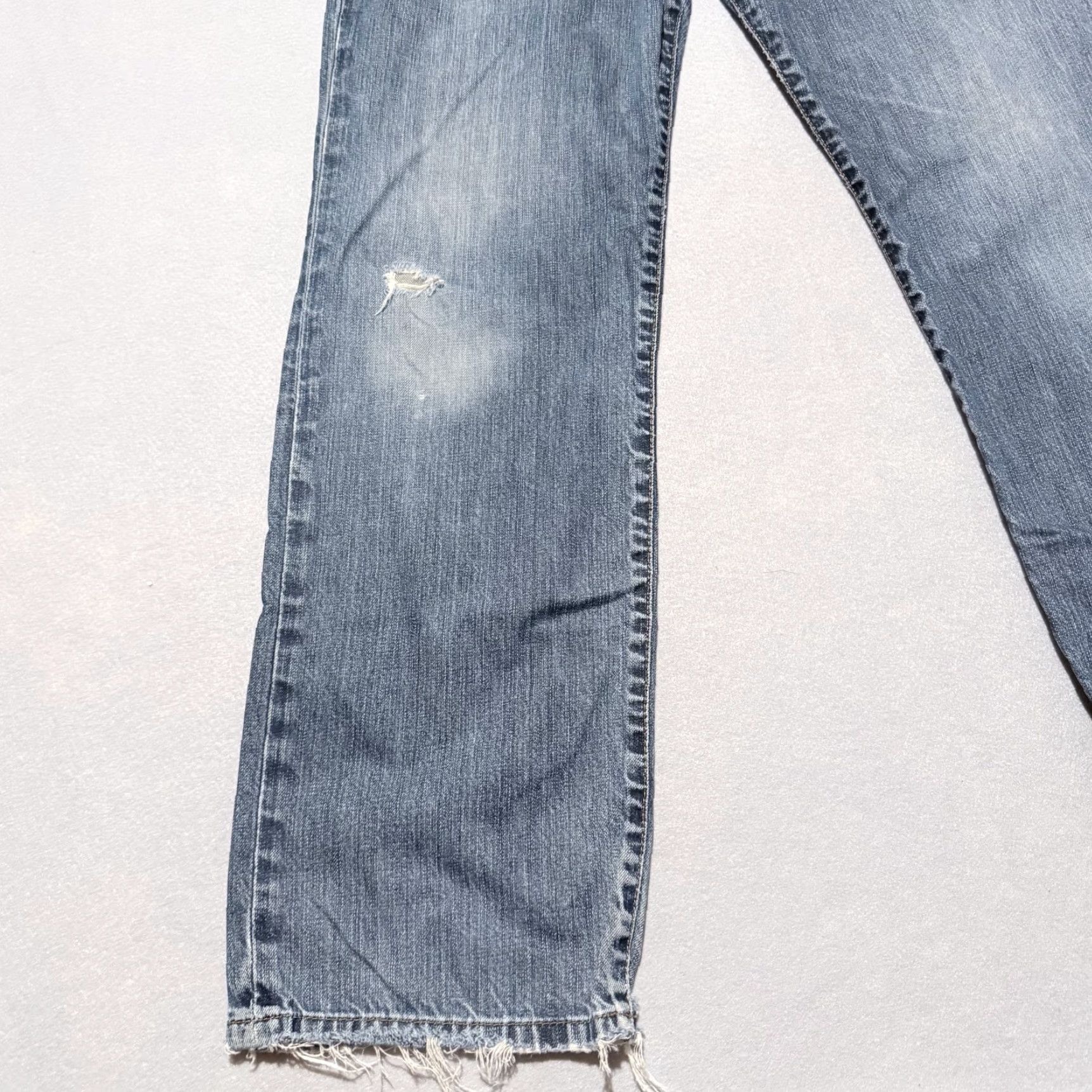 Lucky Brand Lucky Brand Jeans Men Blue Denim Frayed Distressed Classic-Fit Straight 34 Size US 34 / EU 50 - 4 Thumbnail