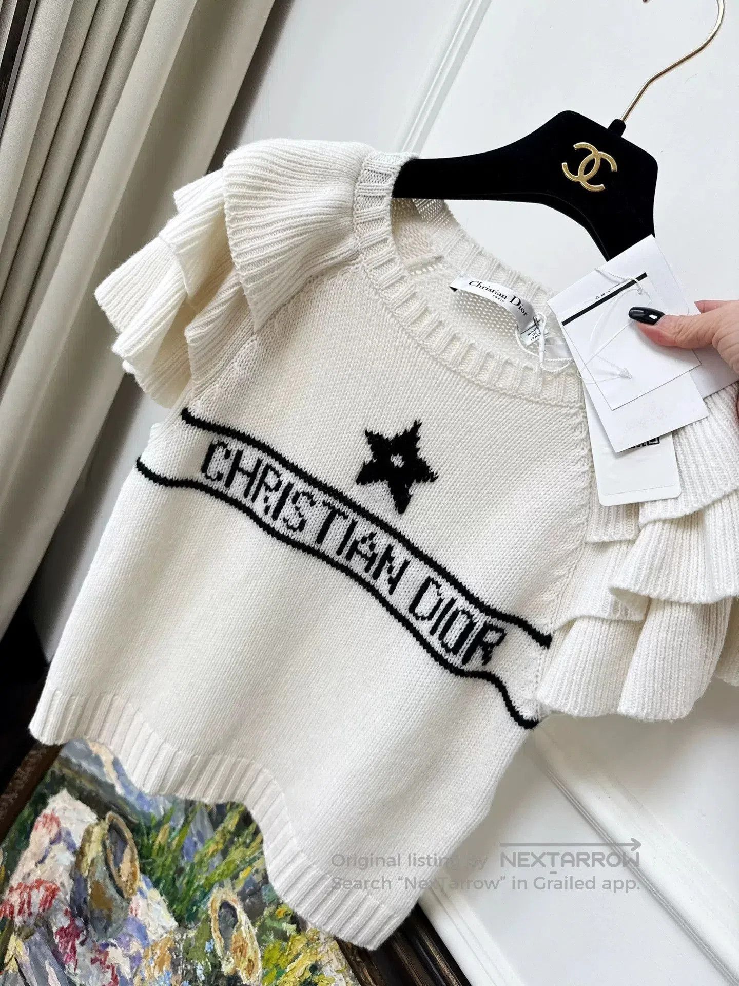 Dior dior black star logo white ruffled top. Size US S / EU 44-46 / 1 - 2 Thumbnail