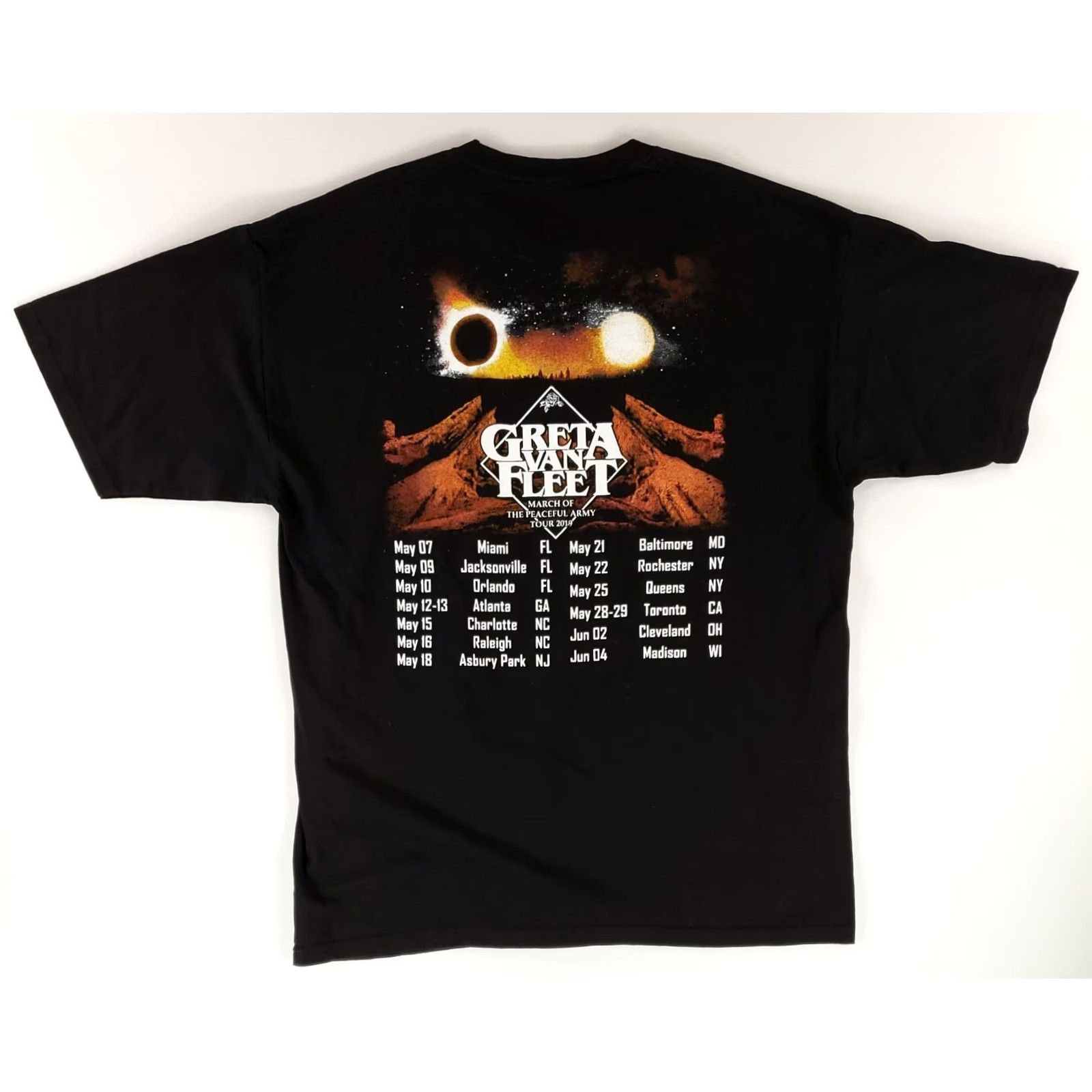 Vintage Greta Van Fleet T-Shirt Black XL Mens 2019 March of the Peaceful Army Tour Size US XL / EU 56 / 4 - 4 Thumbnail