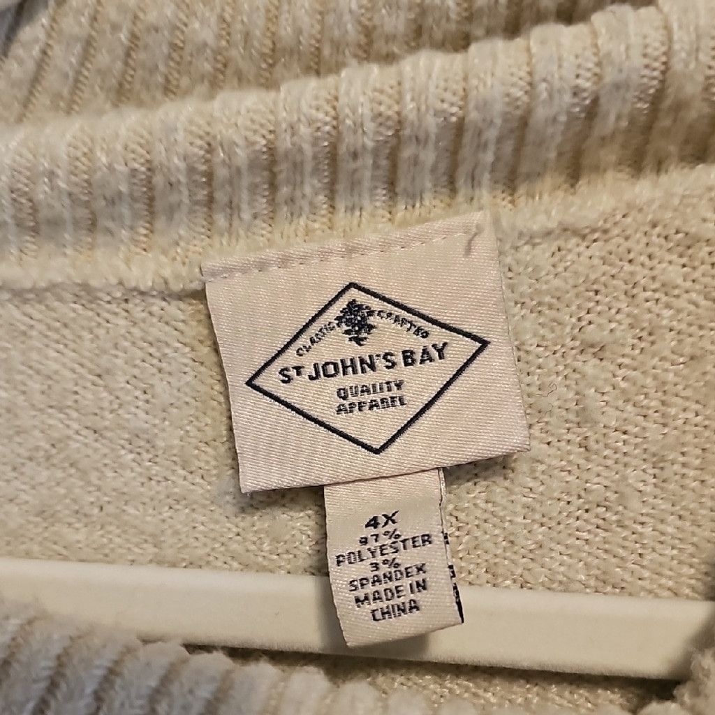 St. Johns Bay St. John's Bay Cream, Blue, and Navy Blue Cowl Neck Sweater Size 4XL / US 24-26 - 7 Thumbnail
