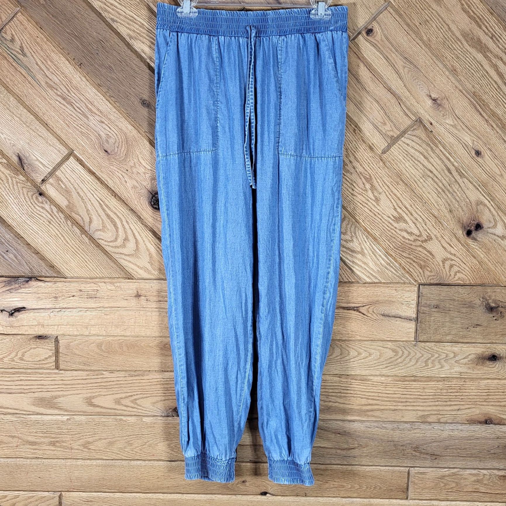 Vintage VINTAGE Hem & Thread Womens Jogger Pants M Blue Pockets Elastic Waist Tags Size 32" / US 10 / IT 46 - 2 Thumbnail