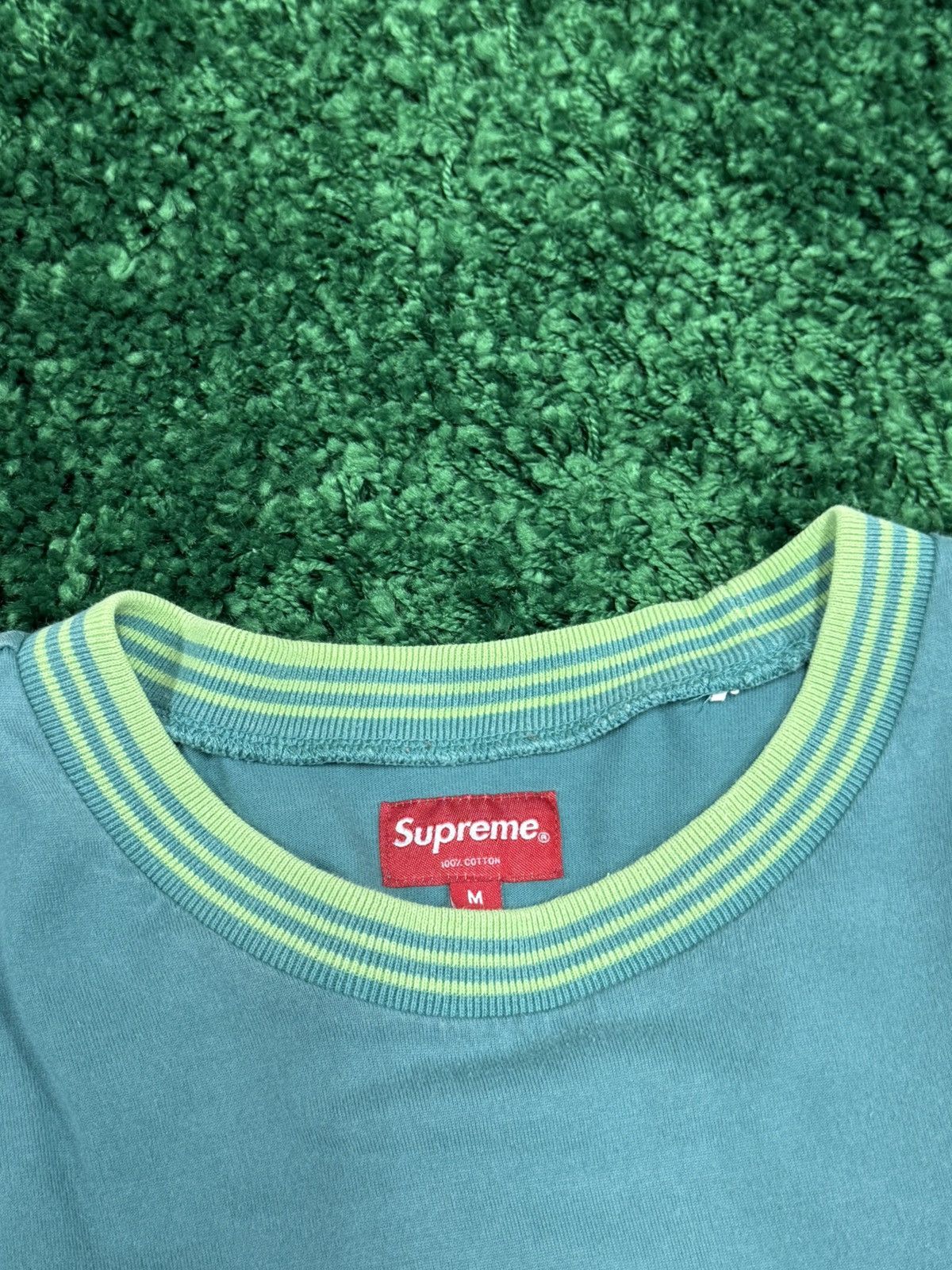 Supreme Supreme Striped Rib Logo New York S Teal Oval Long Sleeve Size US M / EU 48-50 / 2 - 3 Thumbnail