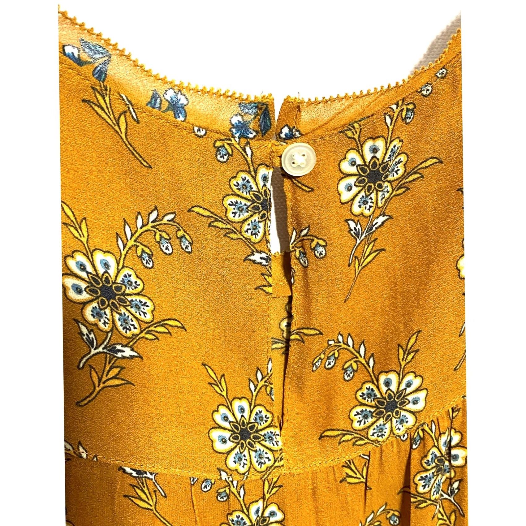 Loft VINTAGE LOFT Blouse Shirt Orange Floral Boho Chic Peasant Cottage Ruffles Flow y Short Sleeve Crew Neck Women S Spring Fall Summer Winter 0 Size S / US 4 / IT 40 - 4 Thumbnail