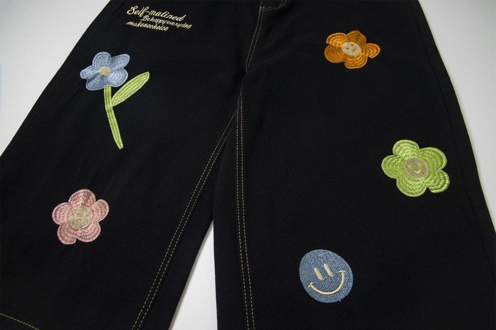 Japanese Brand × Vintage Men's hip-hop embroidered flower denim straight shorts Size US 32 / EU 48 - 6 Thumbnail