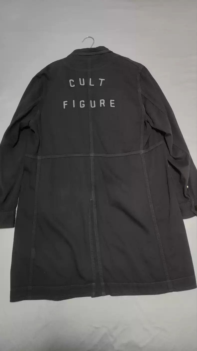 image of Undercover Grey Cult Figure Embroidered Trench Coat in Black, Men's (Size Medium)