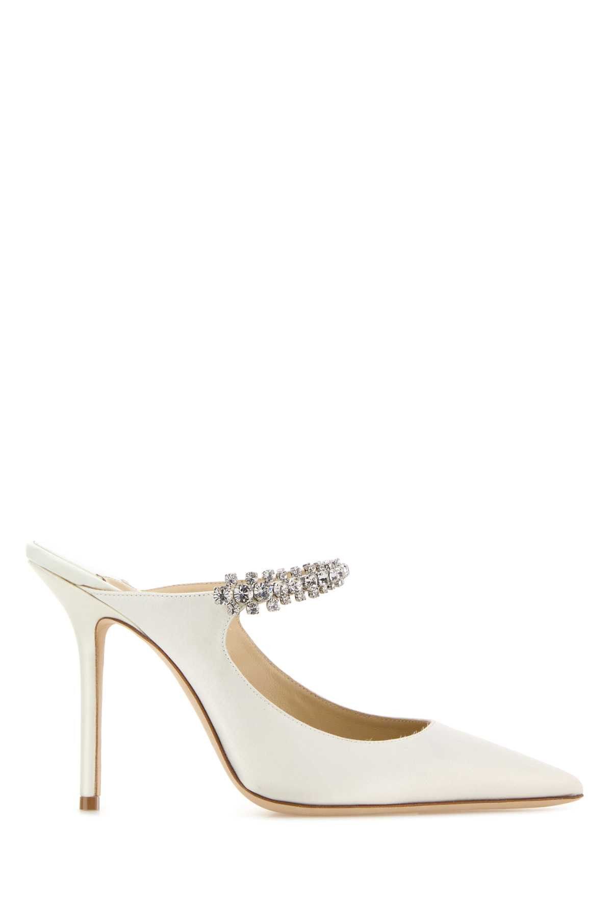 Jimmy Choo White Satin Bing 100 Mules Size US 11 / IT 41 - 1 Thumbnail