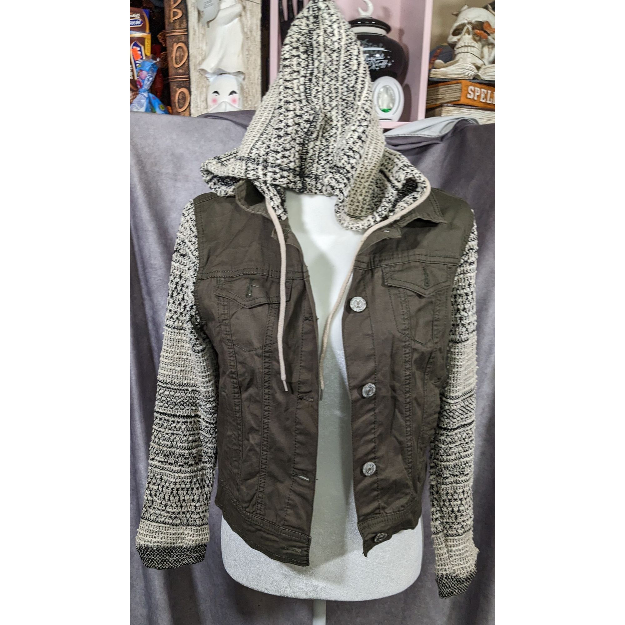 Other 90s Grunge Style Green And Grey Hooded Jacket by Wallflower Size M / US 6-8 / IT 42-44 - 7 Thumbnail