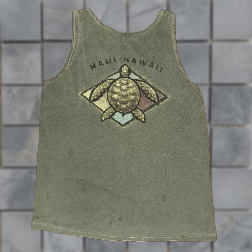 Vintage VINTAGE Maui Hawaii Turtle Tank Top Shirt Green M Medium Mens 19x26 Size US M / EU 48-50 / 2 - 1 Thumbnail