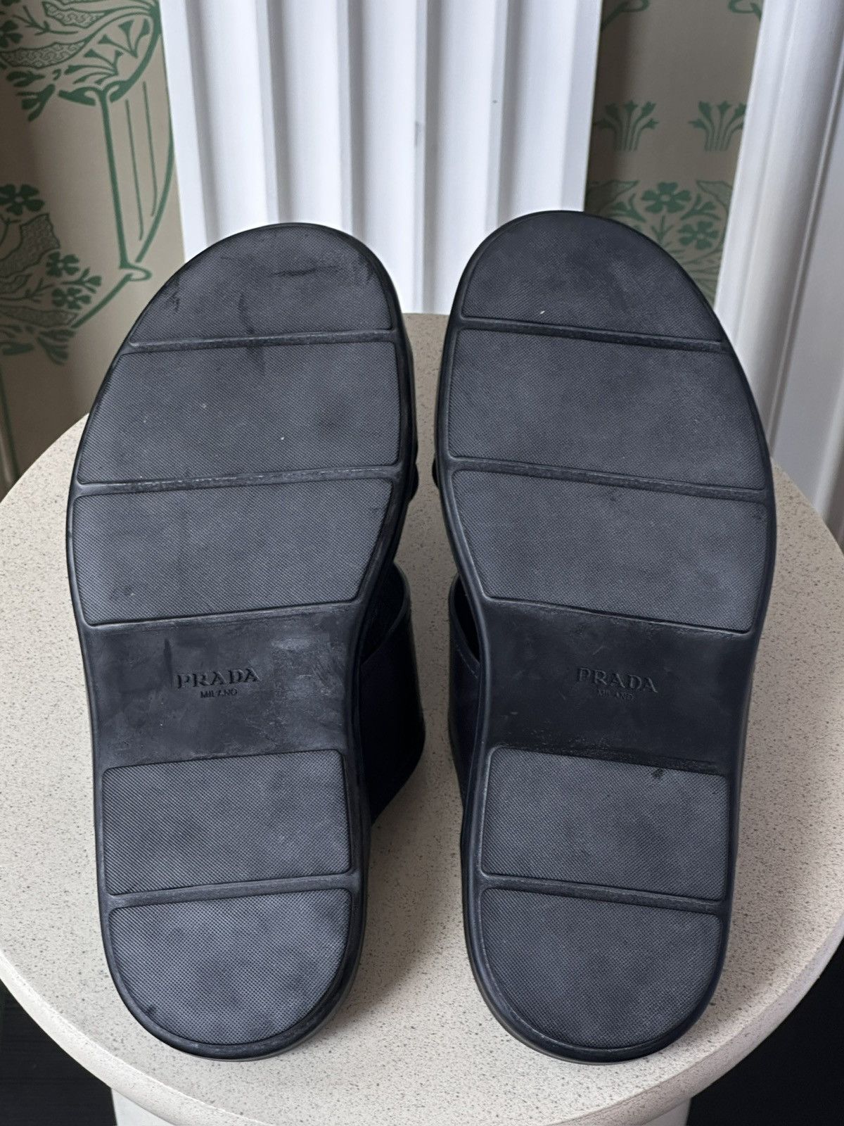 Prada RPADA Sandals Saffiano Leather Black Size: US 9/ EU 43 Size US 9 / EU 42 - 14 Thumbnail