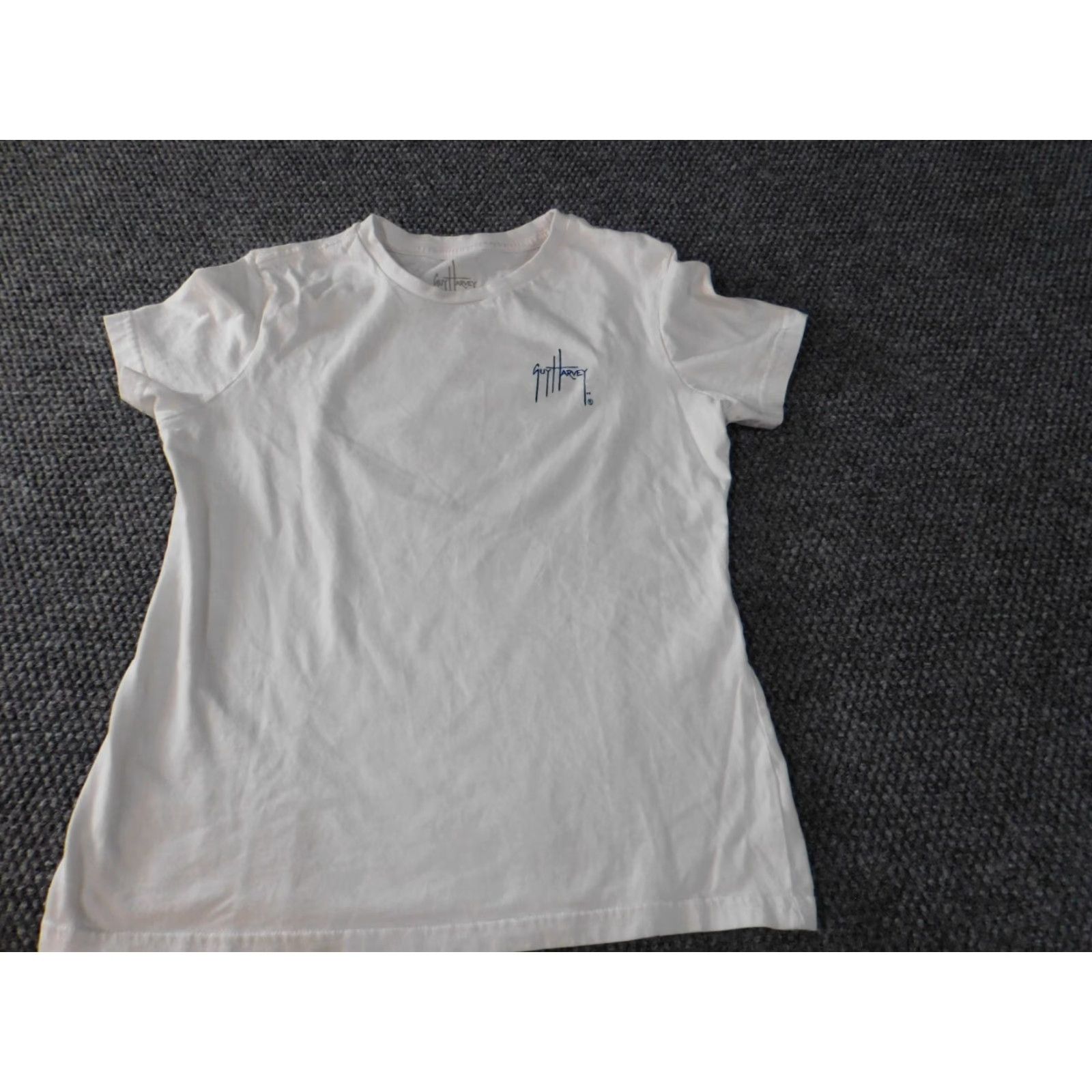 Guy Harvey Guy Harvey Womens Shirt Small White Graphic Tee Beach Island Cap Sleeve Crew Neck T-Shirt Cotton Rayon Casual Womens-Grade Regular Fit Size S / US 4 / IT 40 - 2 Thumbnail