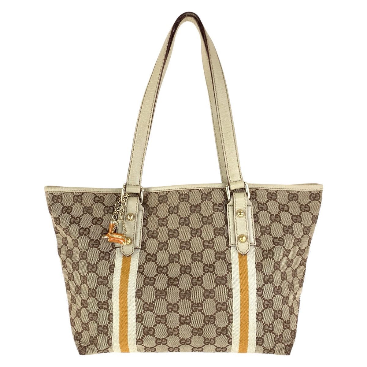Gucci Gucci GG Canvas/leather Sherry Line 2Way Tote Bag 137396 Canvas Shoulder Bag 137396 in Brown, Women's