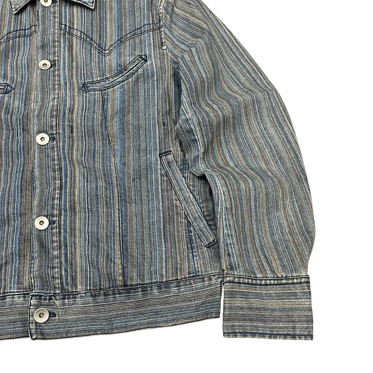 Japanese Brand IKKA - Bowling Striped Trucker Denim Jacket ifsix lgb style Size US M / EU 48-50 / 2 - 3 Thumbnail
