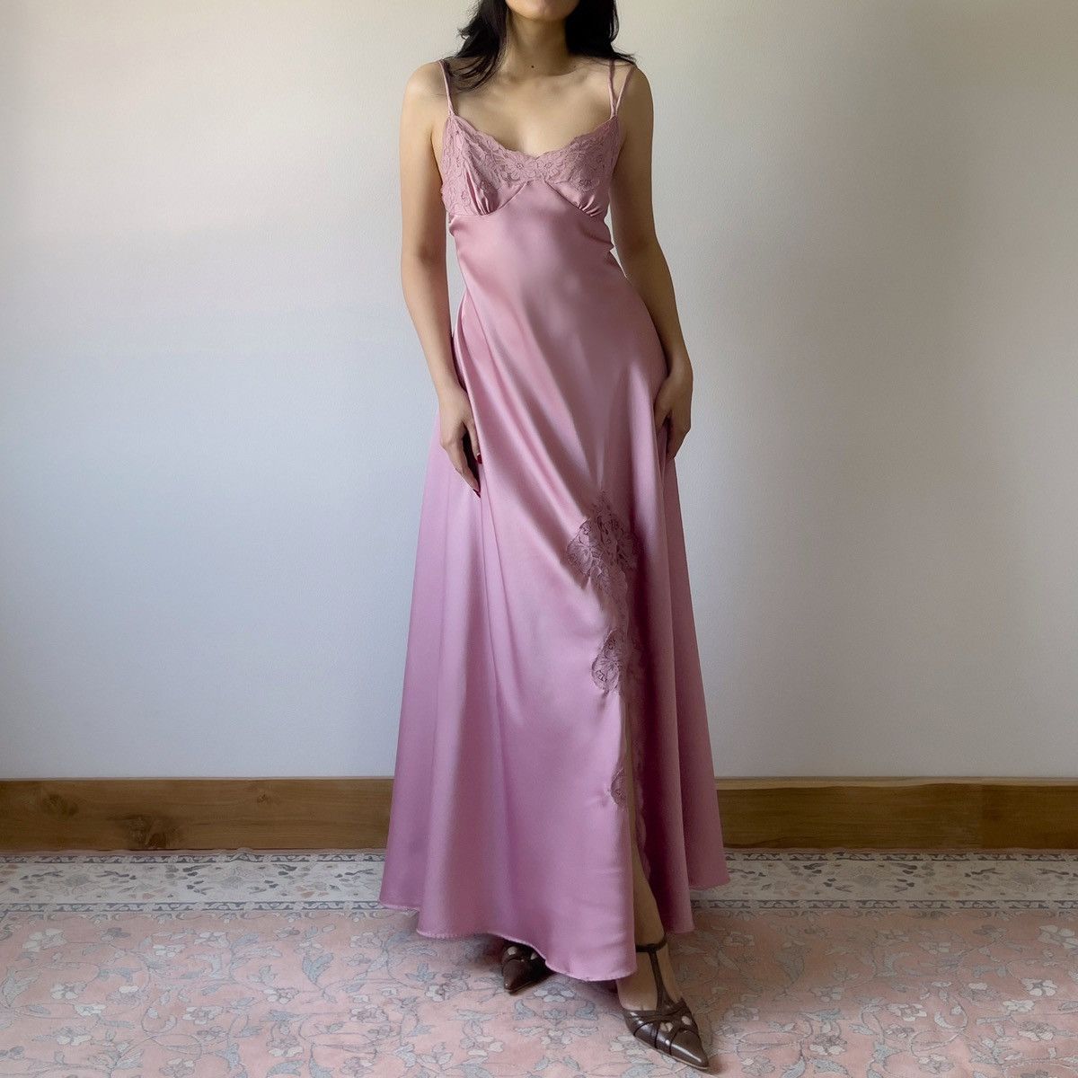 Vintage Lily of France 1990s Dusty Rose Satin Slip Gown (S–M) Size M / US 6-8 / IT 42-44 - 8 Thumbnail