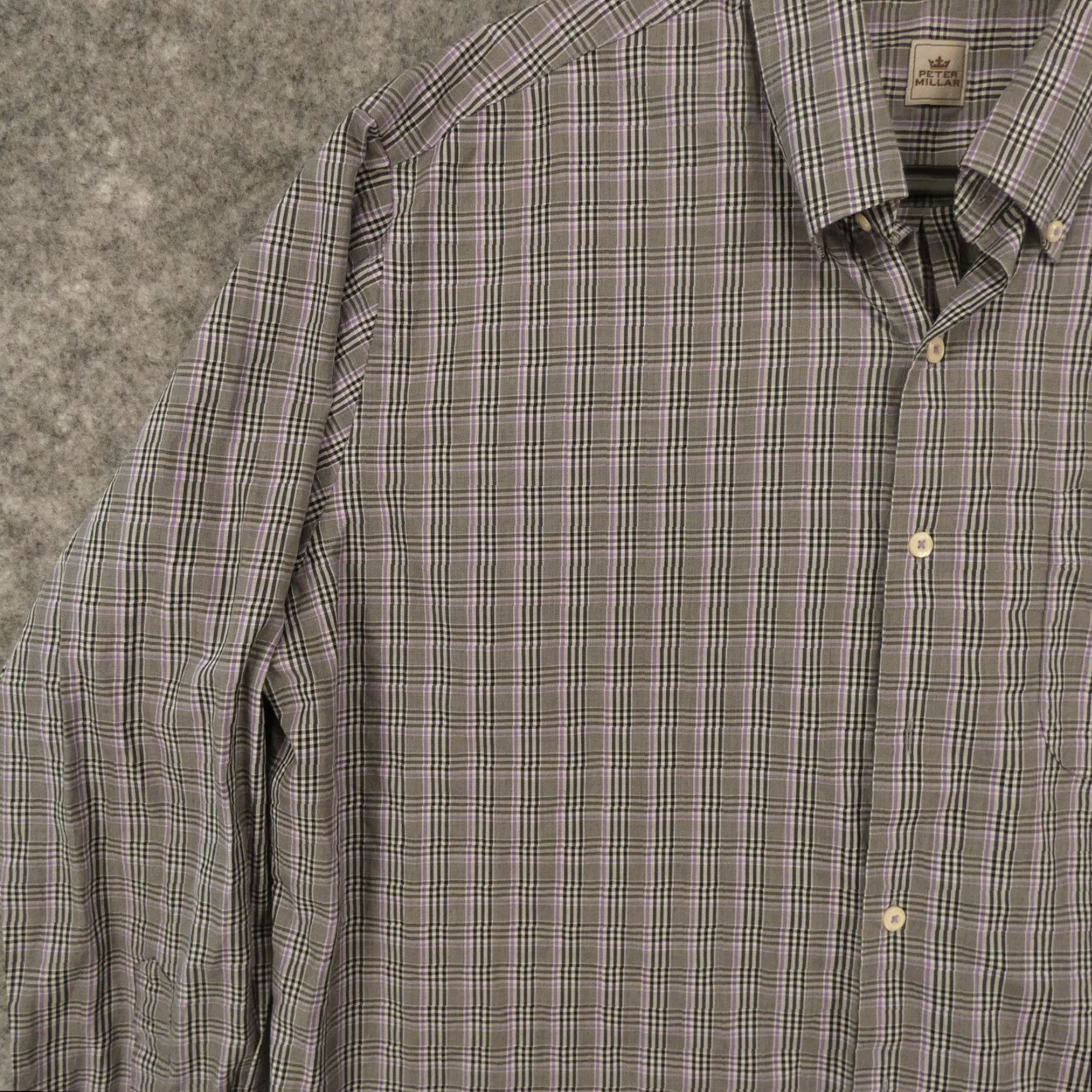 Peter Millar Peter Millar Shirt Mens XL Long Sleeve Button-Up Gray Purple Plaid Size US XL / EU 56 / 4 - 3 Thumbnail