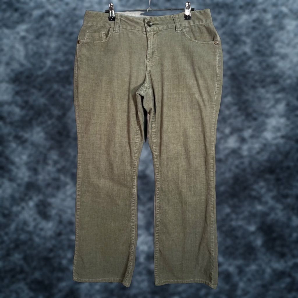 DKNY VINTAGE DKNY Womens Wide Leg Pants Casual Cotton Blend Size 10 Green Chino Size 32" / US 10 / IT 46 - 1 Thumbnail