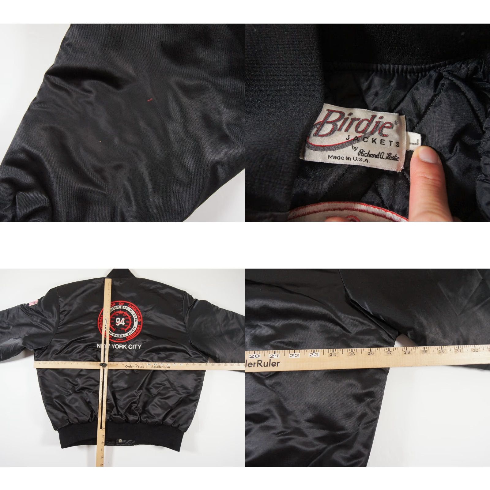 Vintage Vintage Birdie Men's Bomber Jacket Fall Spring Winter 90s Black Satin Outdoor Casual Mens Large Size US L / EU 52-54 / 3 - 8 Thumbnail