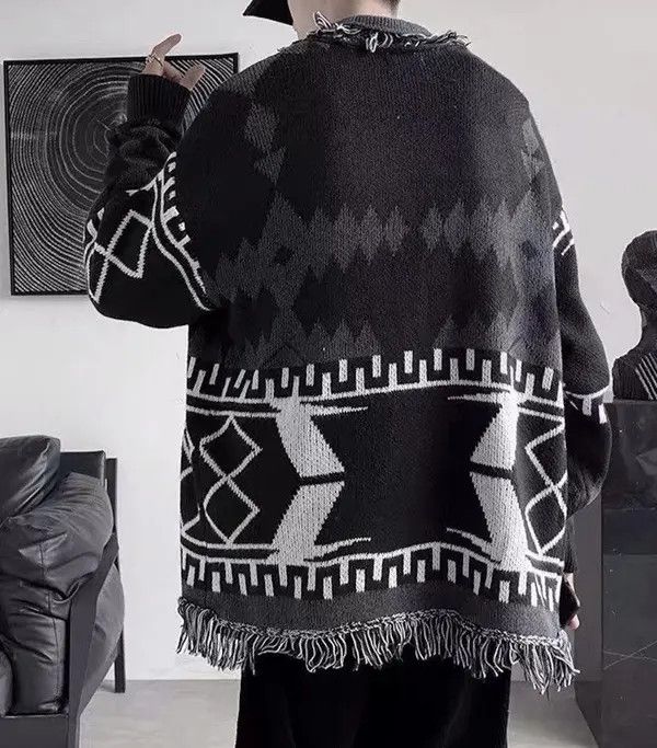 VIBE Patterned Graphic Cardigan Sweater Size US M / EU 48-50 / 2 - 4 Thumbnail
