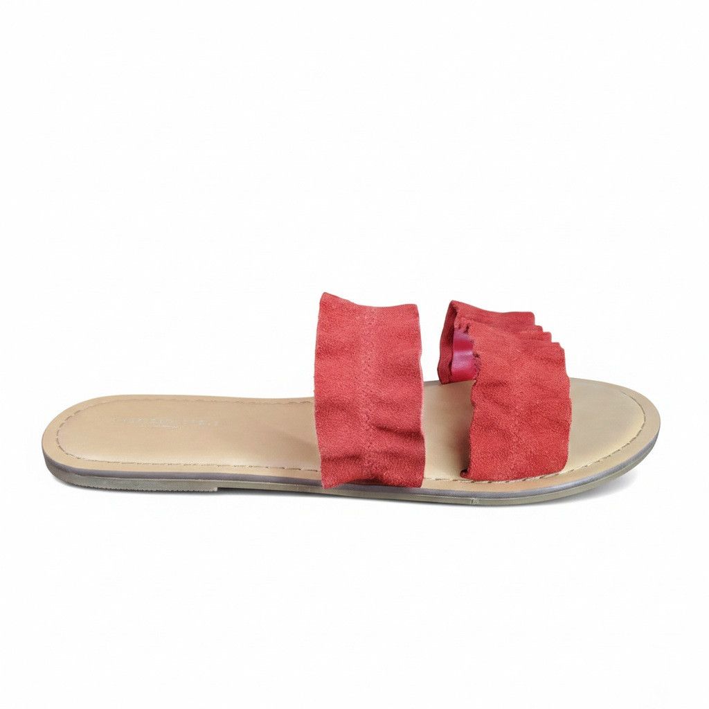 American Eagle Outfitters American Eagle Size 9 NEW Slide Sandals Flip Flops Red Suede Size US 9 / IT 39 - 4 Thumbnail