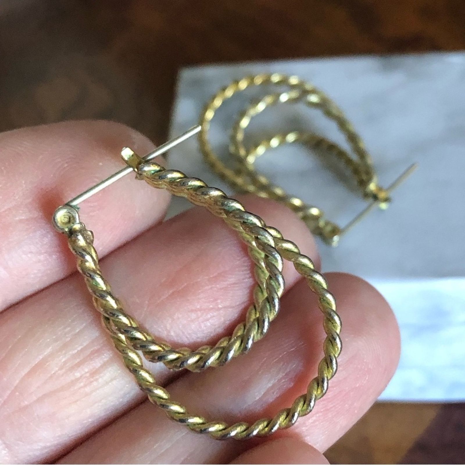 Vintage Vintage 90s gold plated triple rope chain hoop earrings Size ONE SIZE - 4 Thumbnail