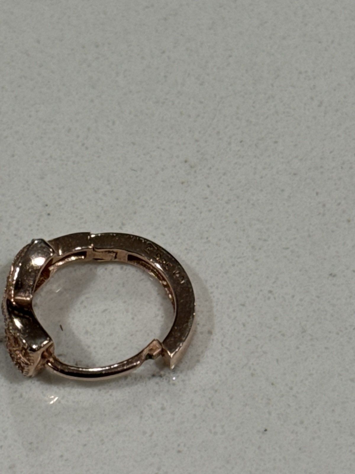 Jewelry Sterling Silver Rose Gold Diamond Infinity Huggie Earrings Size ONE SIZE - 7 Thumbnail