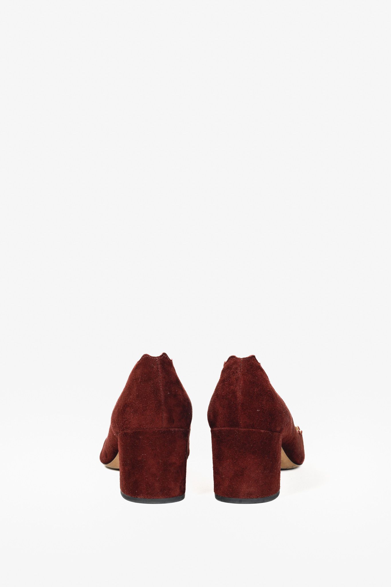 Chloe Chloe CH26230 Lauren Bordeaux Scallop Edge Pumps Size US 7 / IT 37 - 3 Thumbnail