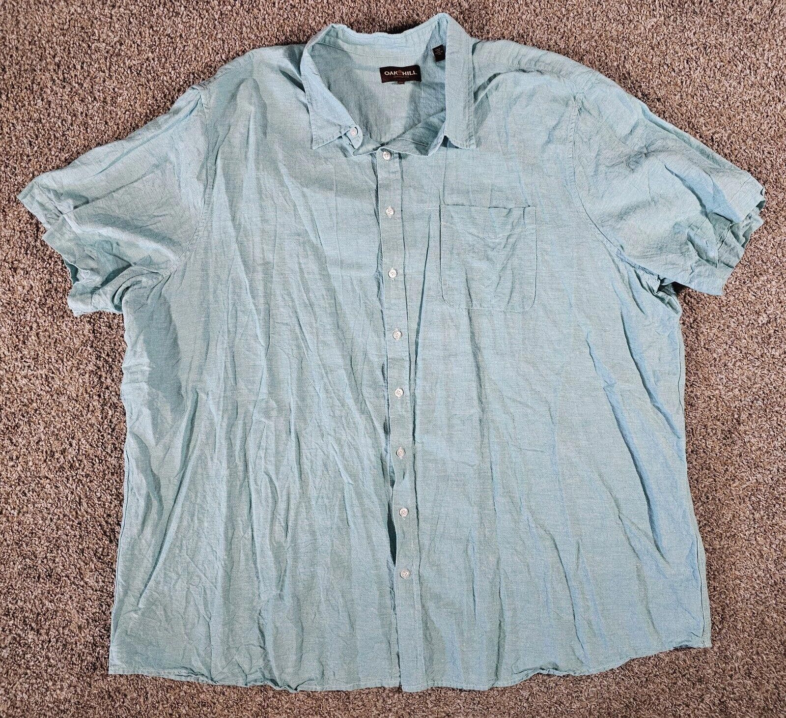 Designer Oak Hill Short Sleeve Button Up Shirt 4XLT Green Blue Size US XXL / EU 58 / 5 - 1 Thumbnail