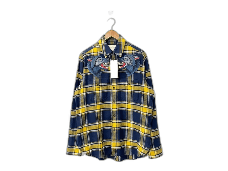 Gucci Gucci Embroidered Checkered Long Sleeve Shirt Size US M / EU 48-50 / 2 - 1 Thumbnail