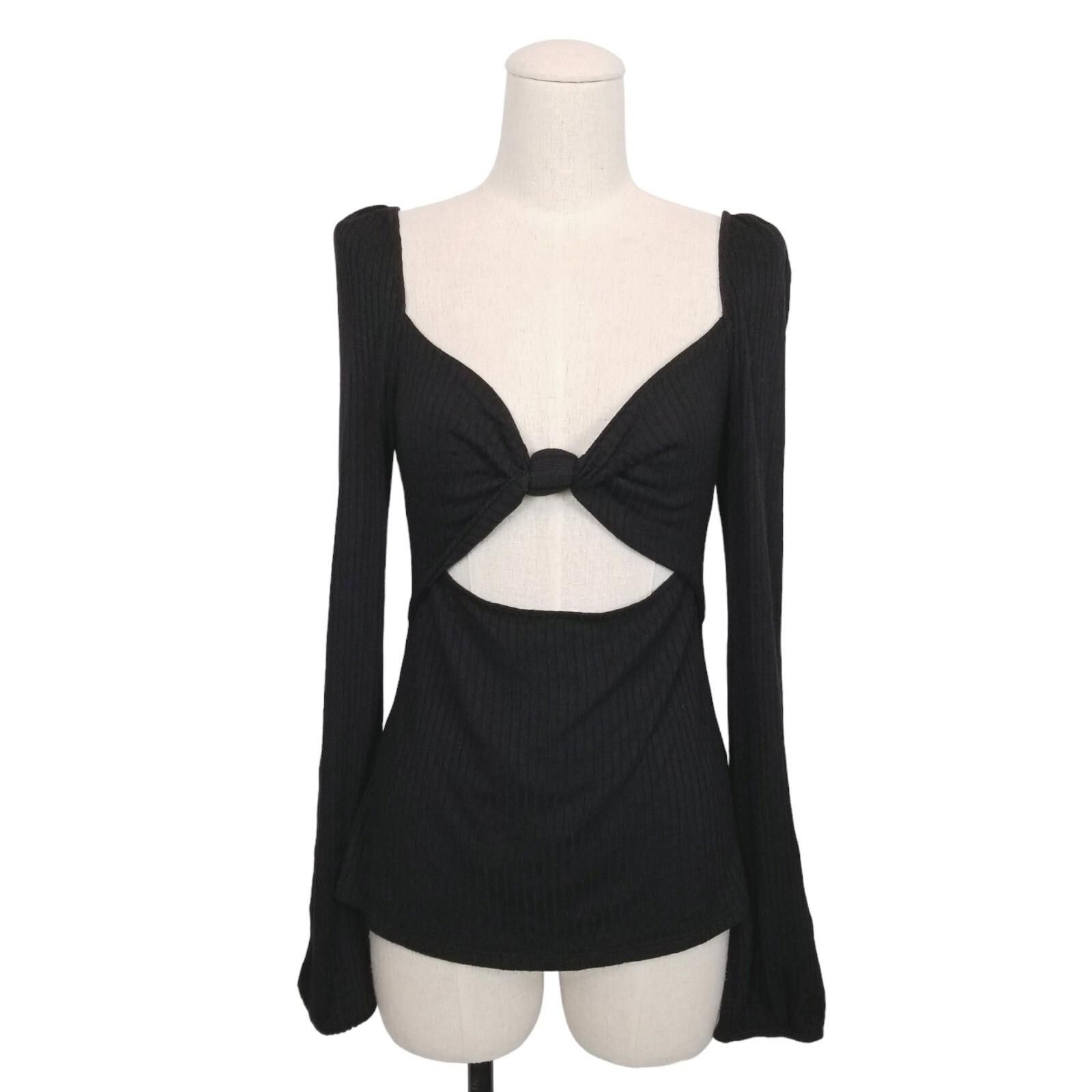 Reformation Reformation Rosalind Bow Cutout Top Black Sz Large Size L / US 10 / IT 46 - 1 Thumbnail