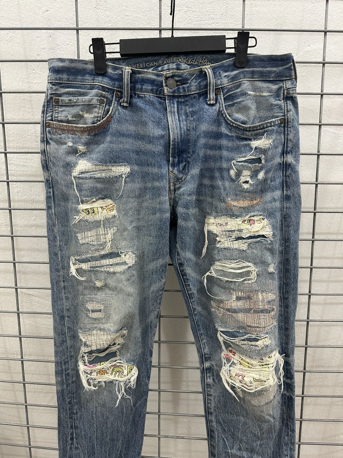 Keith Haring Rare Beautiful Keith Haring X American Eagle Patchwork Jeans Size US 32 / EU 48 - 8 Thumbnail