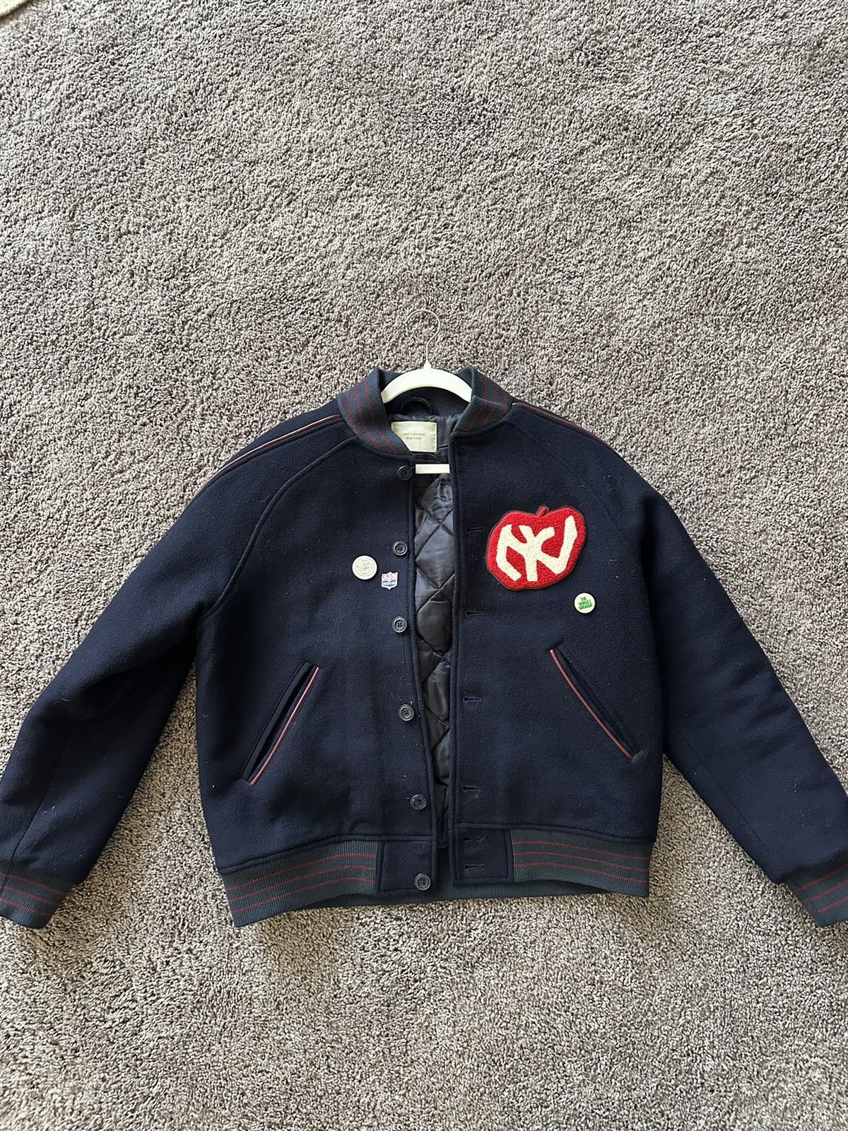 Pre-owned Aimé Leon Dore Alumni Varsity Jacket In Navy