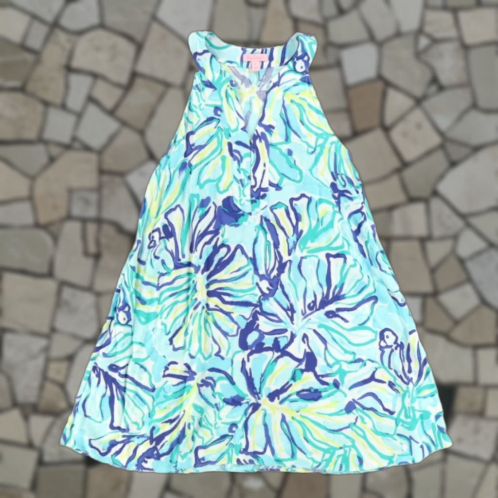 Lilly Pulitzer VINTAGE Lilly Pulitzer Achelle Pool Blue Stay Cool Swing Dress Women's XS Size XS / US 0-2 / IT 36-38 - 1 Thumbnail