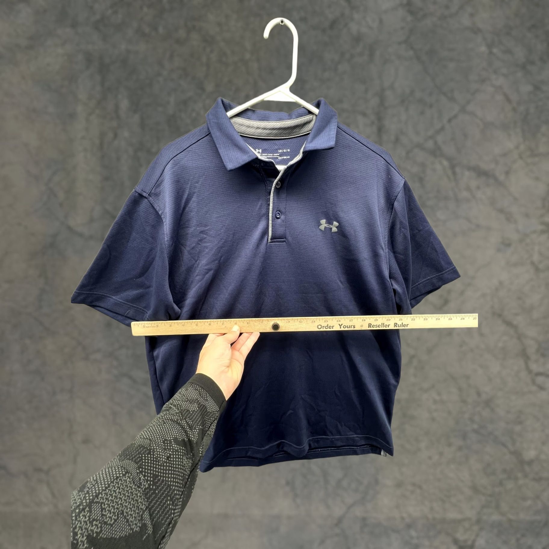 Under Armour Under Armour HeatGear Polo Shirt Mens Large Blue Solid Golf Performance Stretch Shirt Size US L / EU 52-54 / 3 - 1 Thumbnail