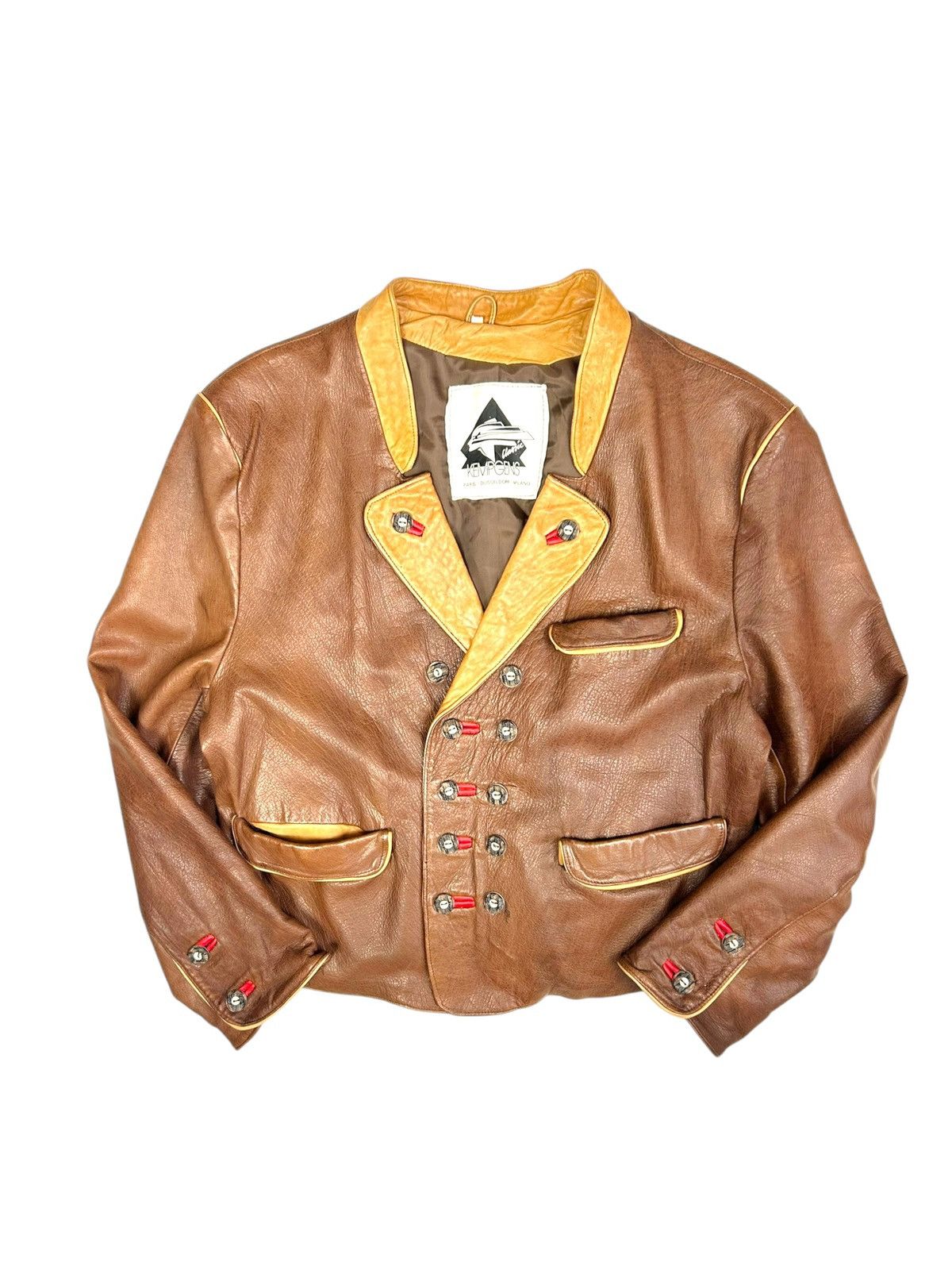 Vintage Vintage Brown Leather Jacket Bavarian Napoleon Y2K style Size US L / EU 52-54 / 3 - 1 Thumbnail