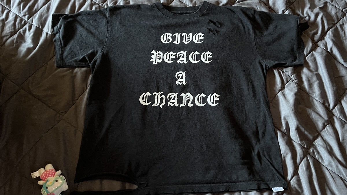image of Number N Ine x Vintage Number (N)Ine “Give Peace A Chance” Destroyed Black Shirt, Men's (Size XL)