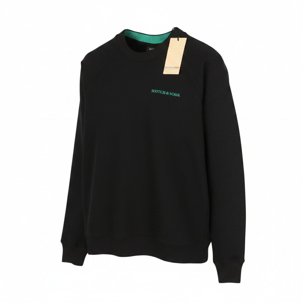 Scotch & Soda M Black Cotton Crew Neck Long Sleeve 91029 Size US M / EU 48-50 / 2 - 1 Thumbnail