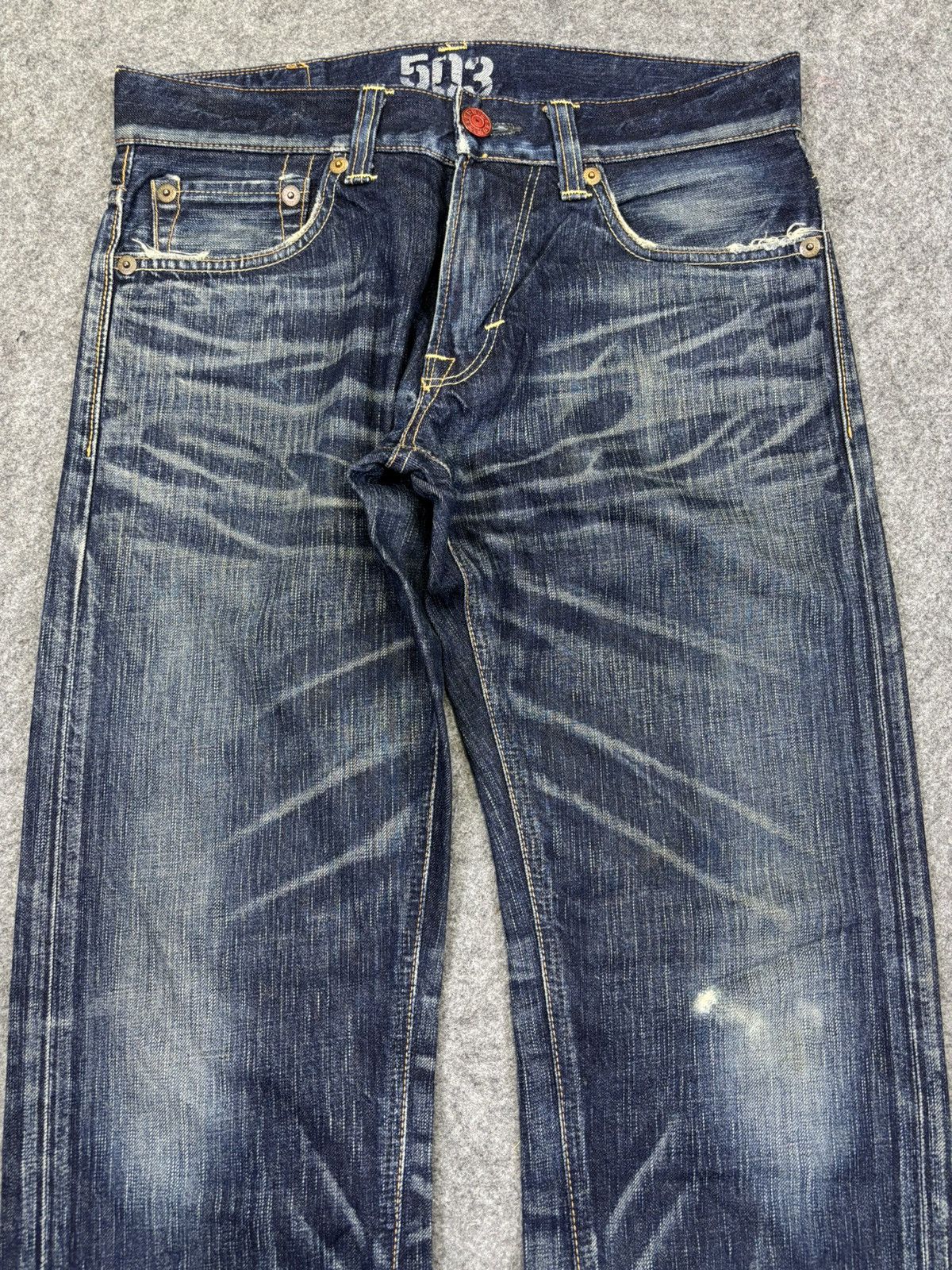 Edwin 💥Rare Fades💥Archival Edwin 503 Rare Straight Cut Denim K30 Size US 33 - 3 Thumbnail