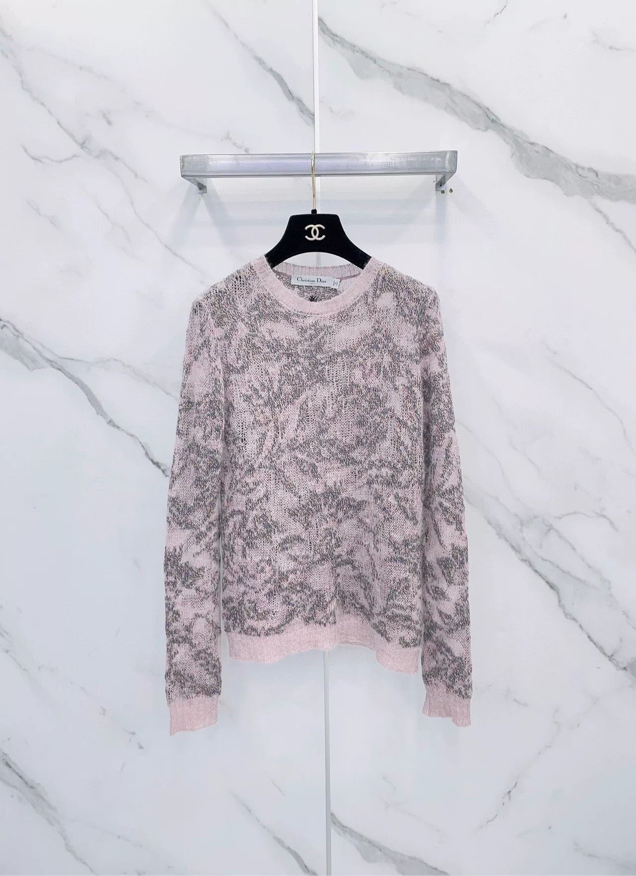 Dior Dior Pink Sheer Jacquard Crewneck Sweater Size XXS / US 00 / IT 34 - 1 Thumbnail