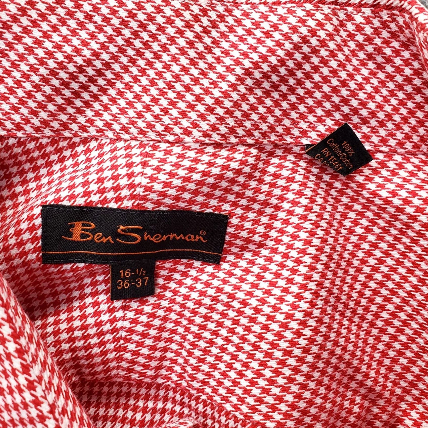 Ben Sherman Ben Sherman Mens Dress Shirt 16.5 Houndstooth Multicolor Long Sleeve Button Up Size 46R - 7 Thumbnail