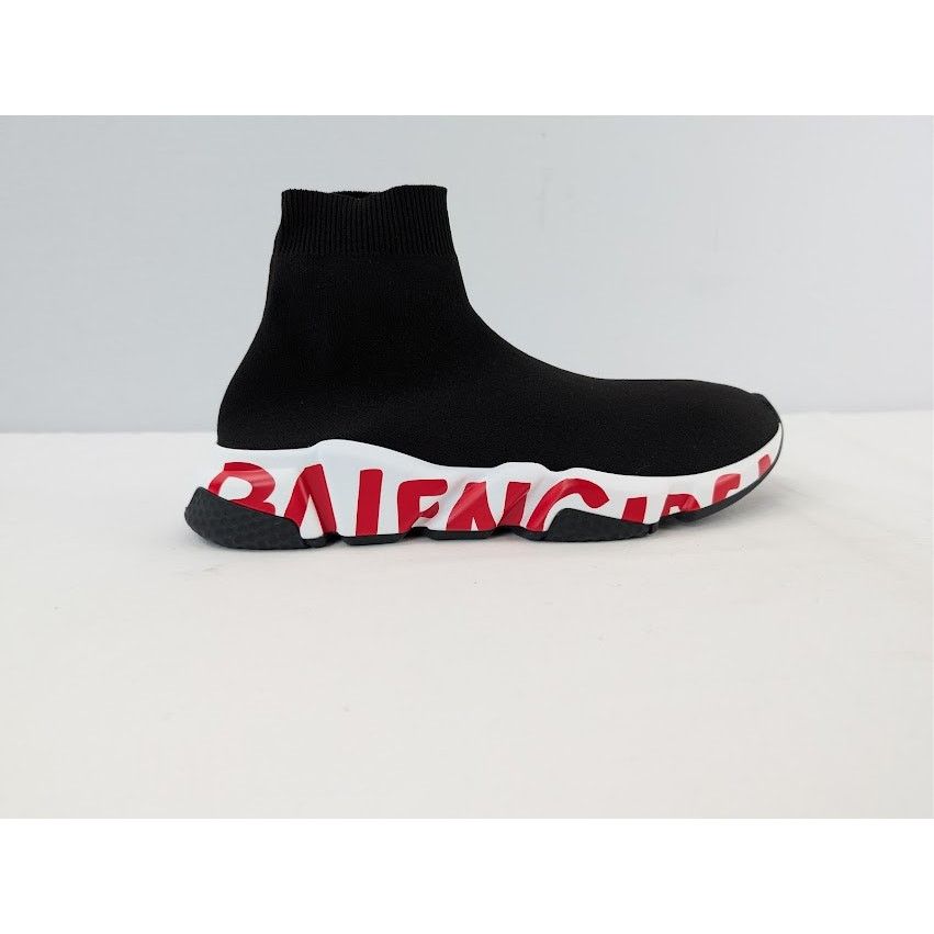 Balenciaga o1rshd1 Speed LT Graffiti Sneakers in Black / White / Red Size US 8 / EU 41 - 1 Thumbnail