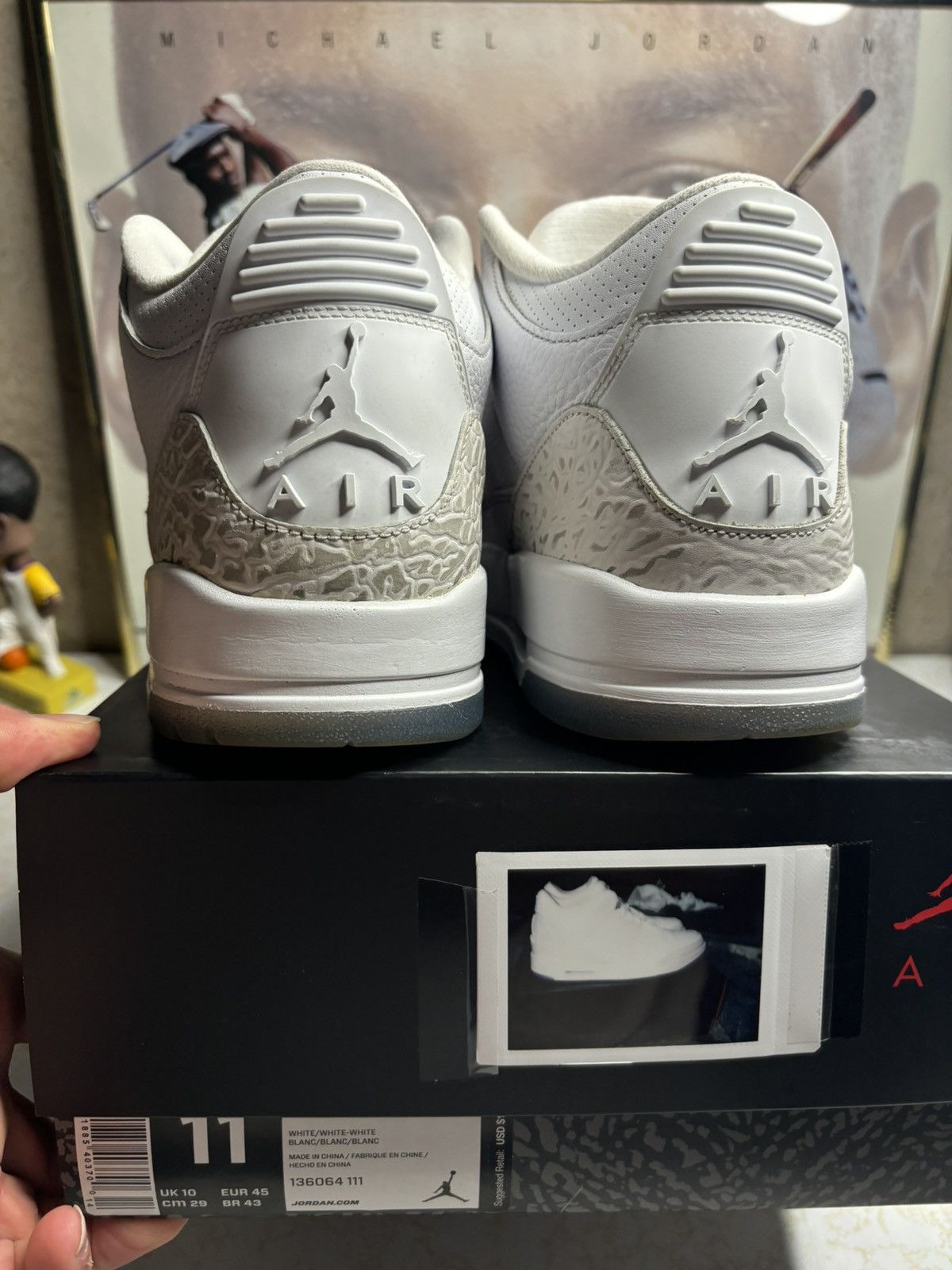 Jordan Brand Air Jordan 3 Retro OG pure white Size US 11 / EU 44 - 7 Thumbnail