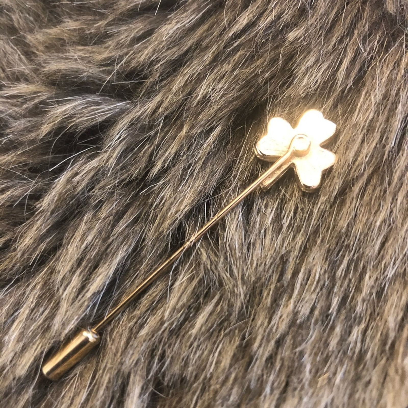 Vintage Vintage 3 leaf clover enamel gold plated hat pin Size ONE SIZE - 3 Thumbnail