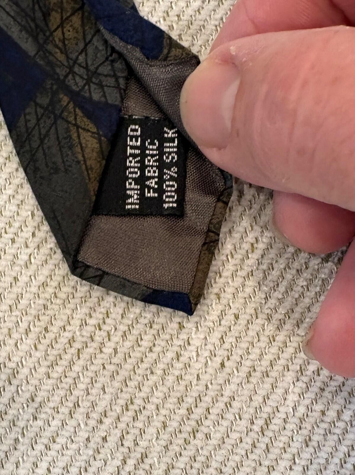 Daniel Hechter Daniel Hechter Paris Silk Tie Geometric Harlequin Blue Gold Size ONE SIZE - 3 Thumbnail