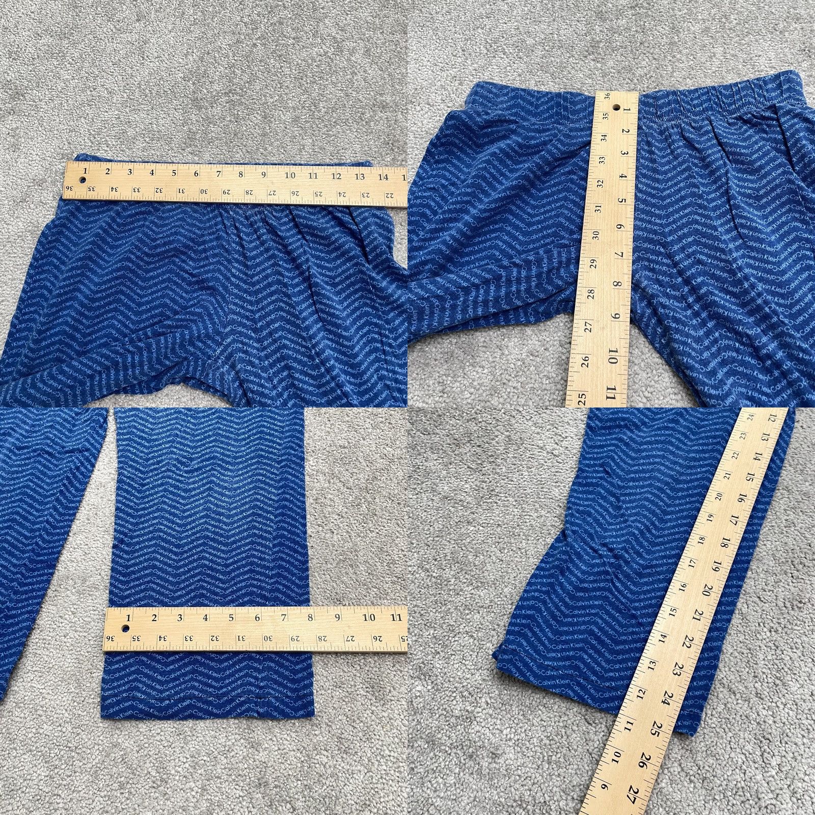 Calvin Klein Calvin Klein Pajama Pants Womens XS Blue Cotton Blend Drawstring Elastic Herringbone Sleepwear Size 26" / US 2 / IT 38 - 8 Thumbnail