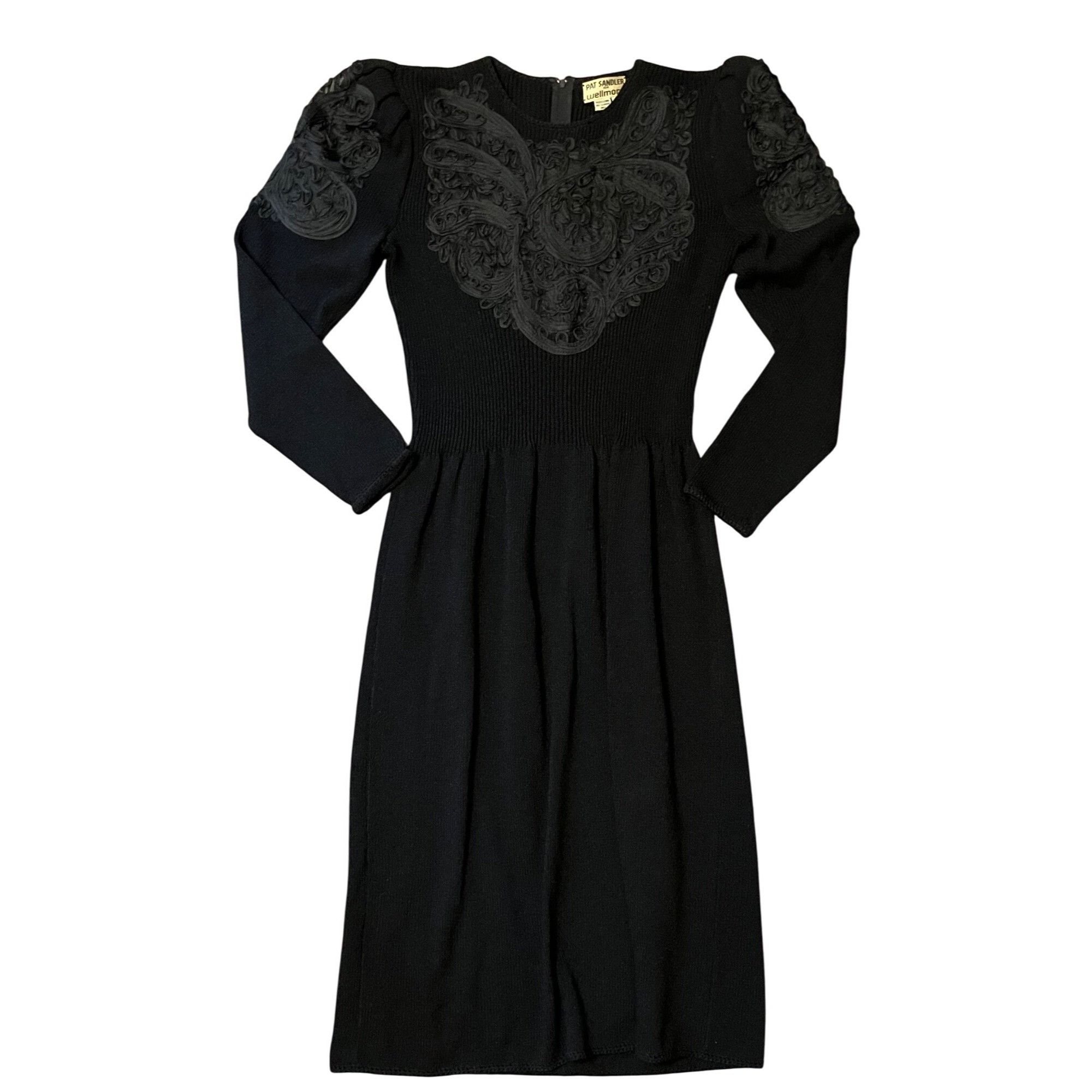 Vintage VTG 60’s 70’s Pat Sandler 8 10 Dress Black Sweater Santana K Size L / US 10 / IT 46 - 1 Thumbnail