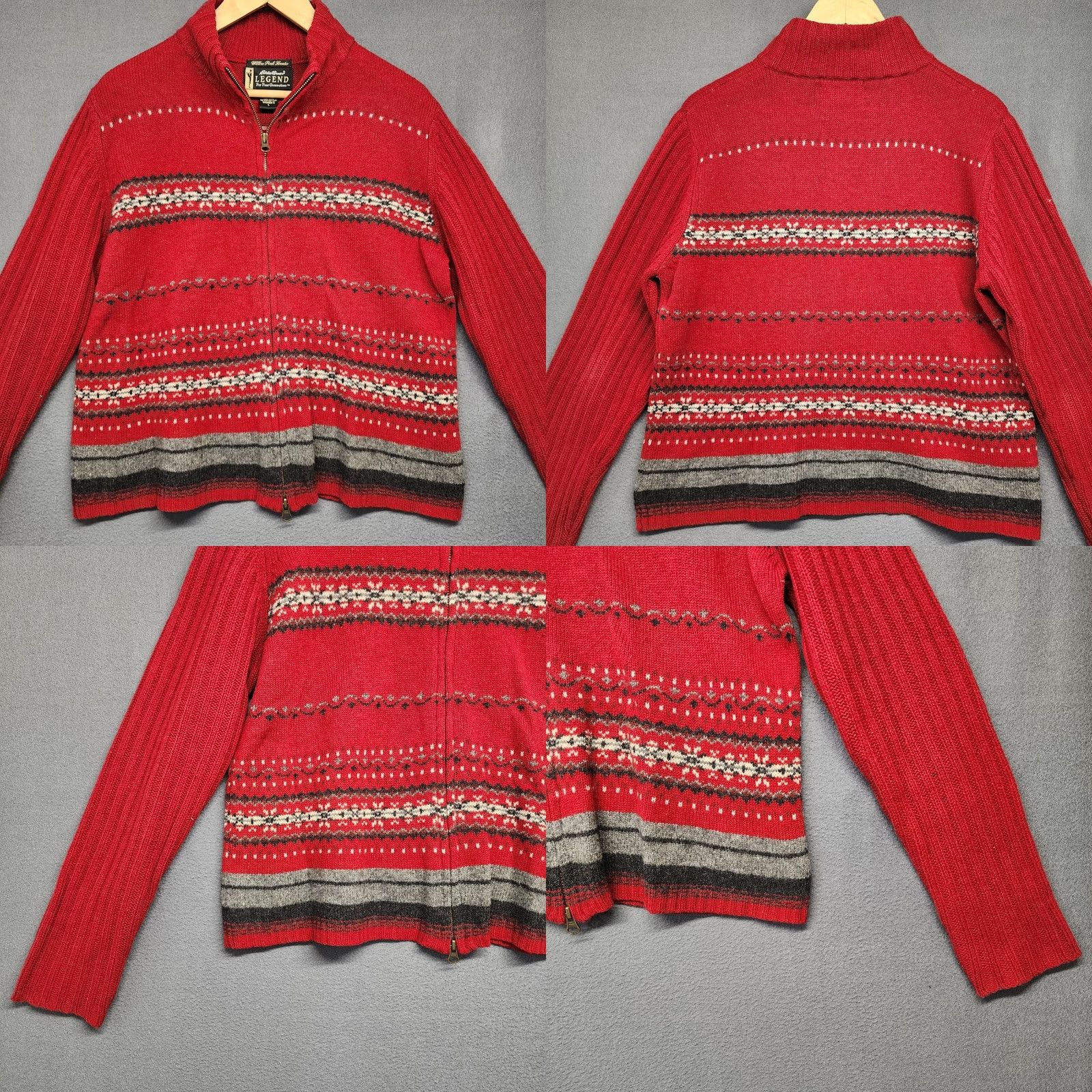 Eddie Bauer VINTAGE Eddie Bauer Sweater Cardigan Womens Large Red Fair Isle Wool Size L / US 10 / IT 46 - 9 Thumbnail