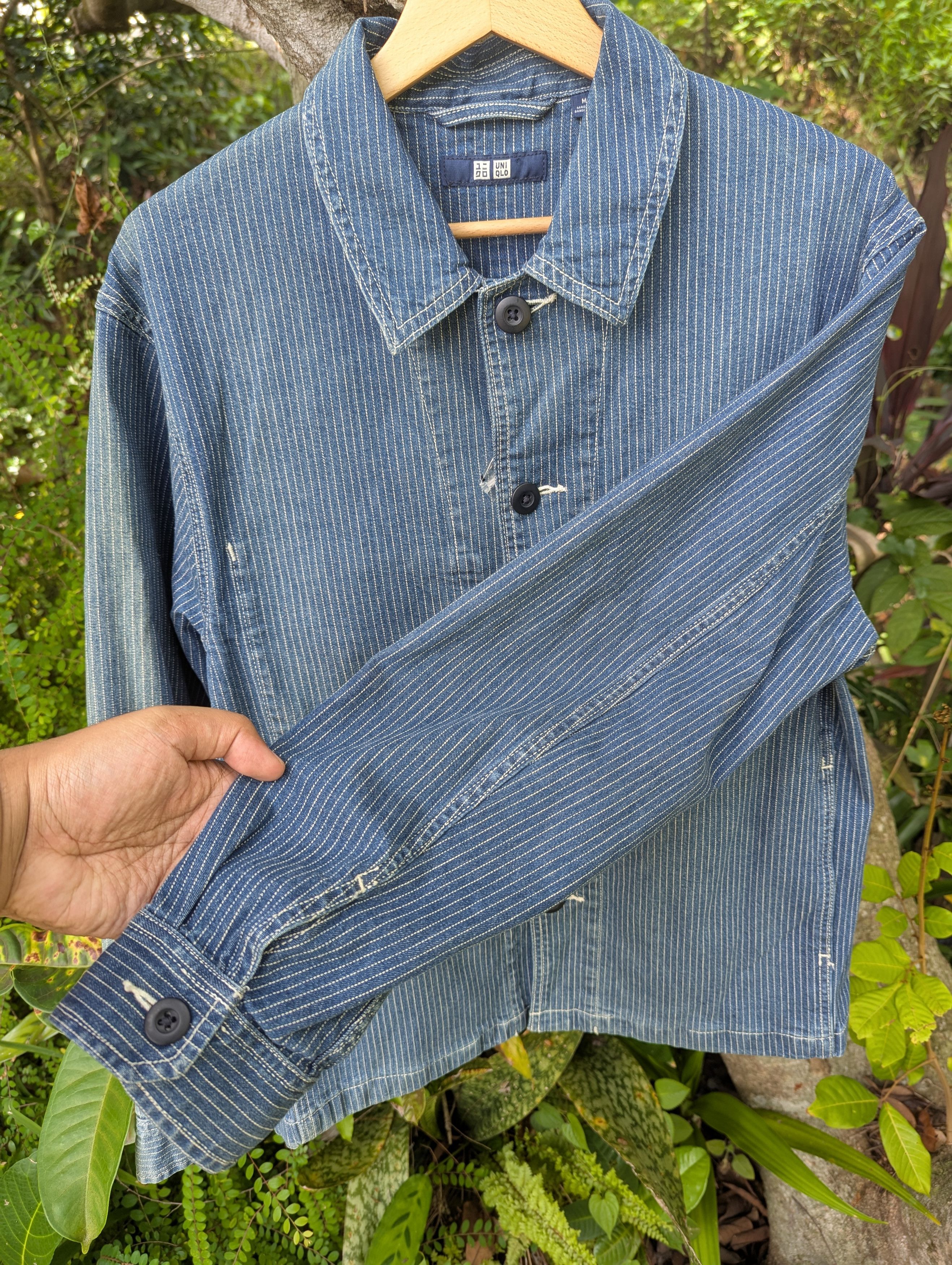 Uniqlo Faded Wabash Jacket Indigo Hickory Stripe Japan Size US M / EU 48-50 / 2 - 8 Thumbnail