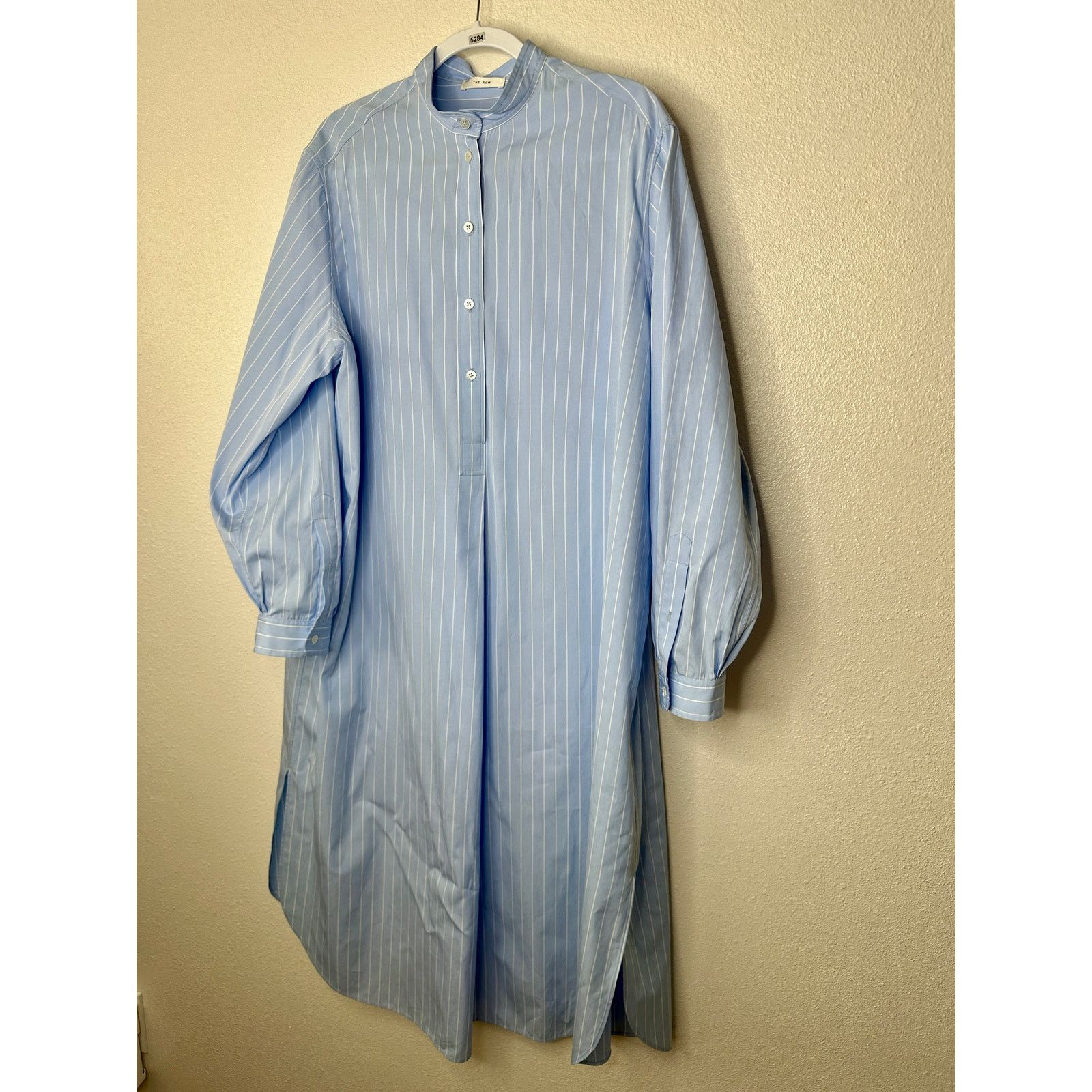 The Row NWT The Row Karl Blue & White Stripe Long Sleeve Shirt Dress Size L / US 10 / IT 46 - 4 Thumbnail