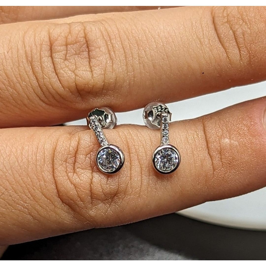 Other Stud Earrings Cubic Zirconia Rhodium Plated 925 Silver Size ONE SIZE - 6 Thumbnail