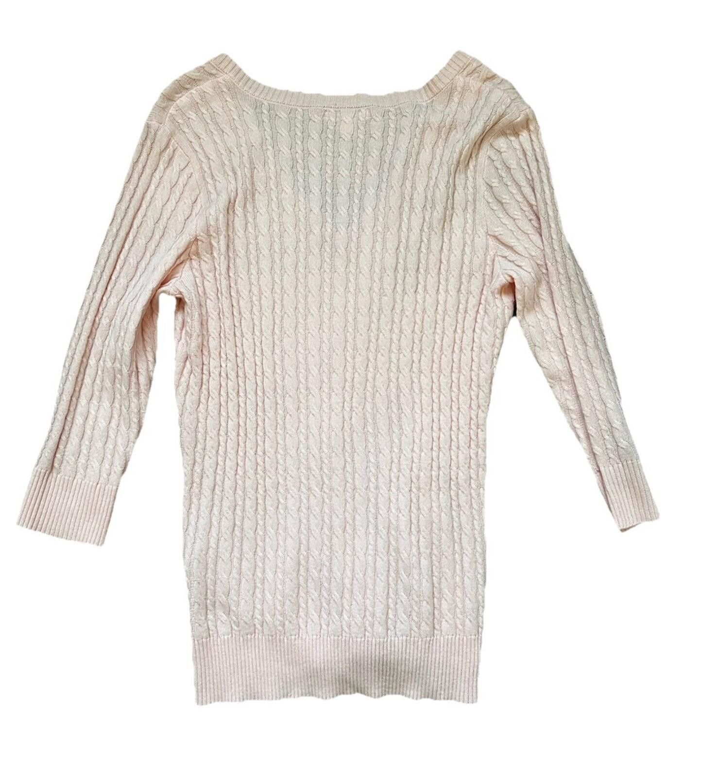 Other New York & Company Women's Large V Neck Pink Knit Sweater Size L / US 10 / IT 46 - 3 Thumbnail