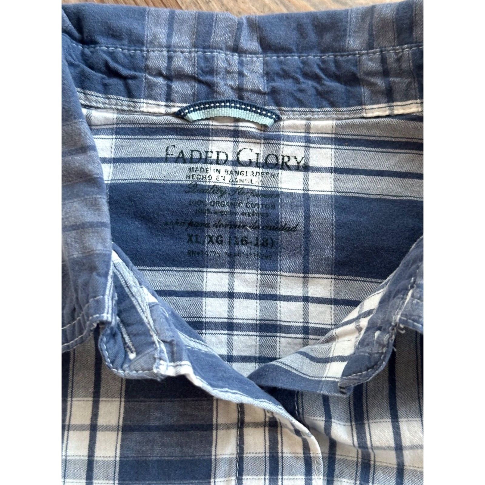 Faded Glory Faded Glory Women's Plaid Sleep Shirt Long Sleeve Nightshirt 100% Cotton Size XL Blue Size XL / US 12-14 / IT 48-50 - 4 Thumbnail